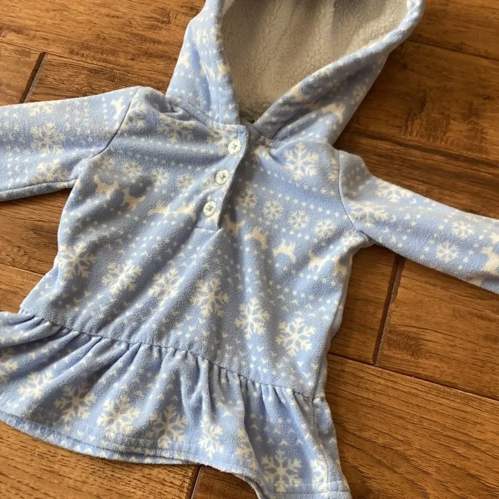 𝅺CARTER'S Snowflake Reindeer Cozy Soft Pullover Sweatshirt Size 12 Months